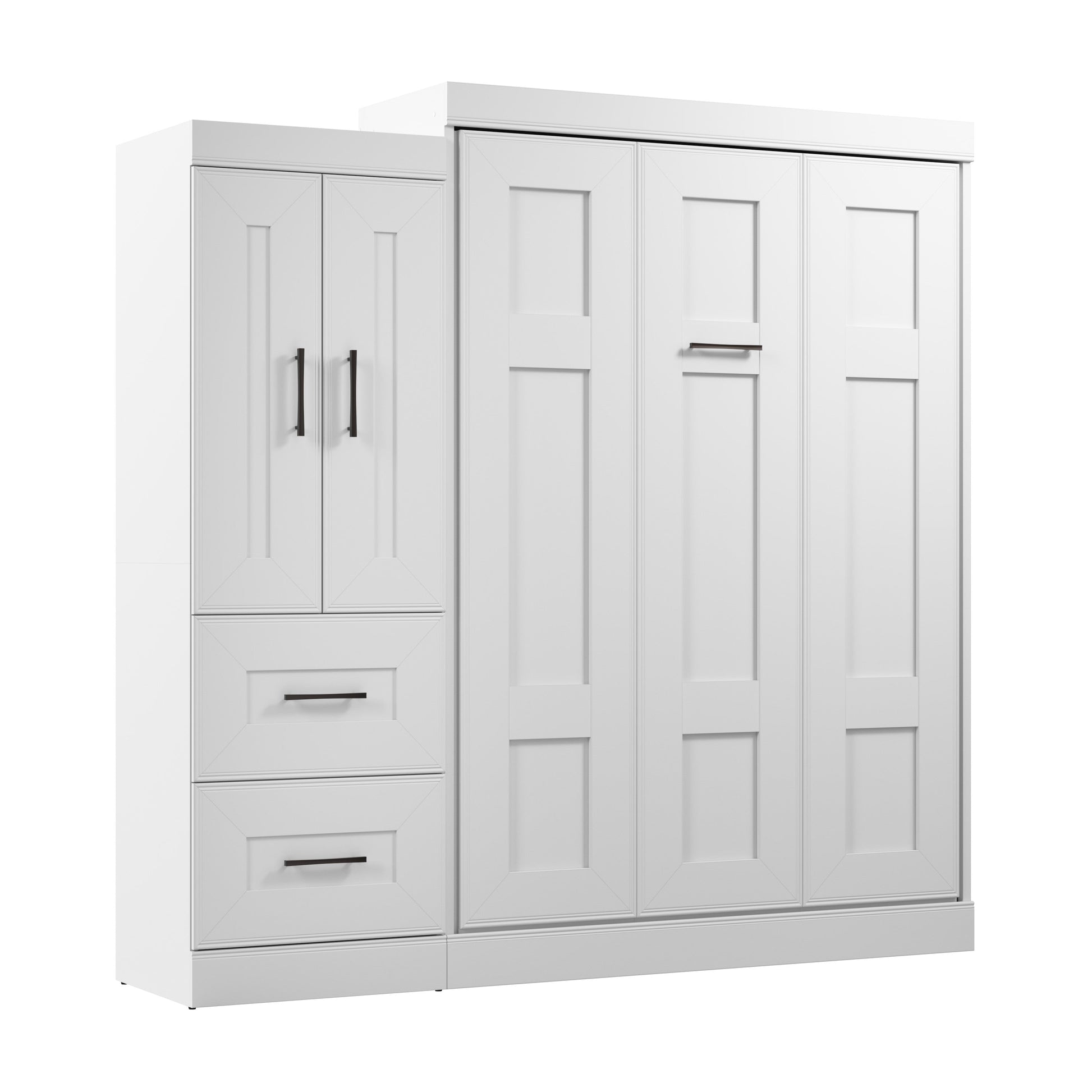 Modubox Edge Full Murphy Bed with Wardrobe (85W) in White