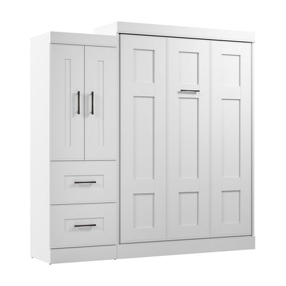 Modubox Edge Full Murphy Bed with Wardrobe (85W) in White