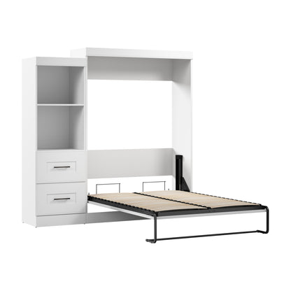 Modubox Edge Full Murphy Bed and Closet Organizer with Drawers (85W) in White