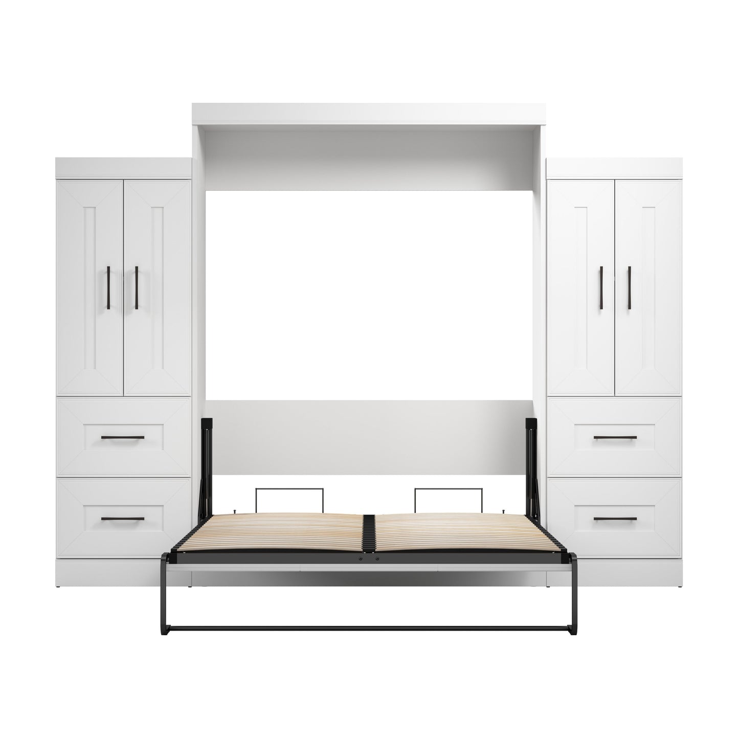 Modubox Edge 116W Queen Murphy Bed and Wardrobes (115W) in White