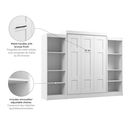 Modubox Edge Full Murphy Bed with Closet Organizers (110W) in White