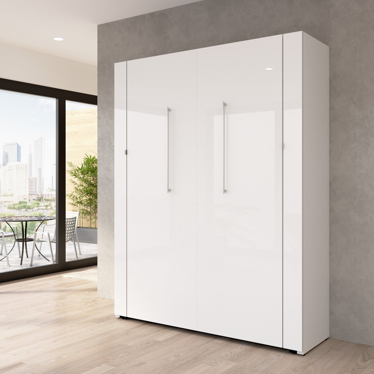 Modubox Avalon 67W High Gloss Queen Murphy Bed in High Gloss White