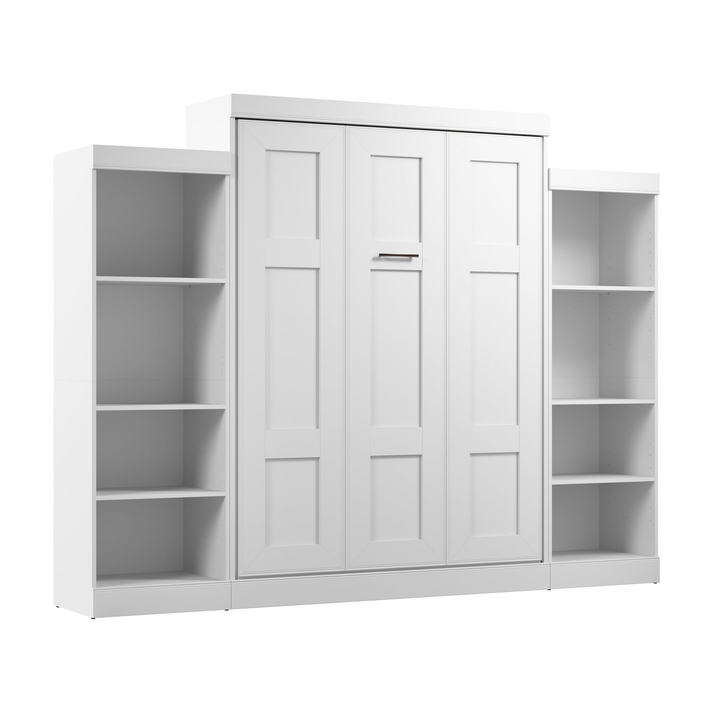 Modubox Edge 116W Queen Murphy Bed with Closet Organizers (115W) in White