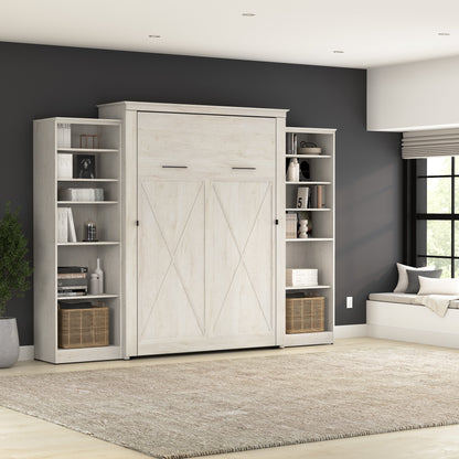 Modubox Key West 117W Queen Murphy Bed with Closet Organizers (119W) in Linen White Oak