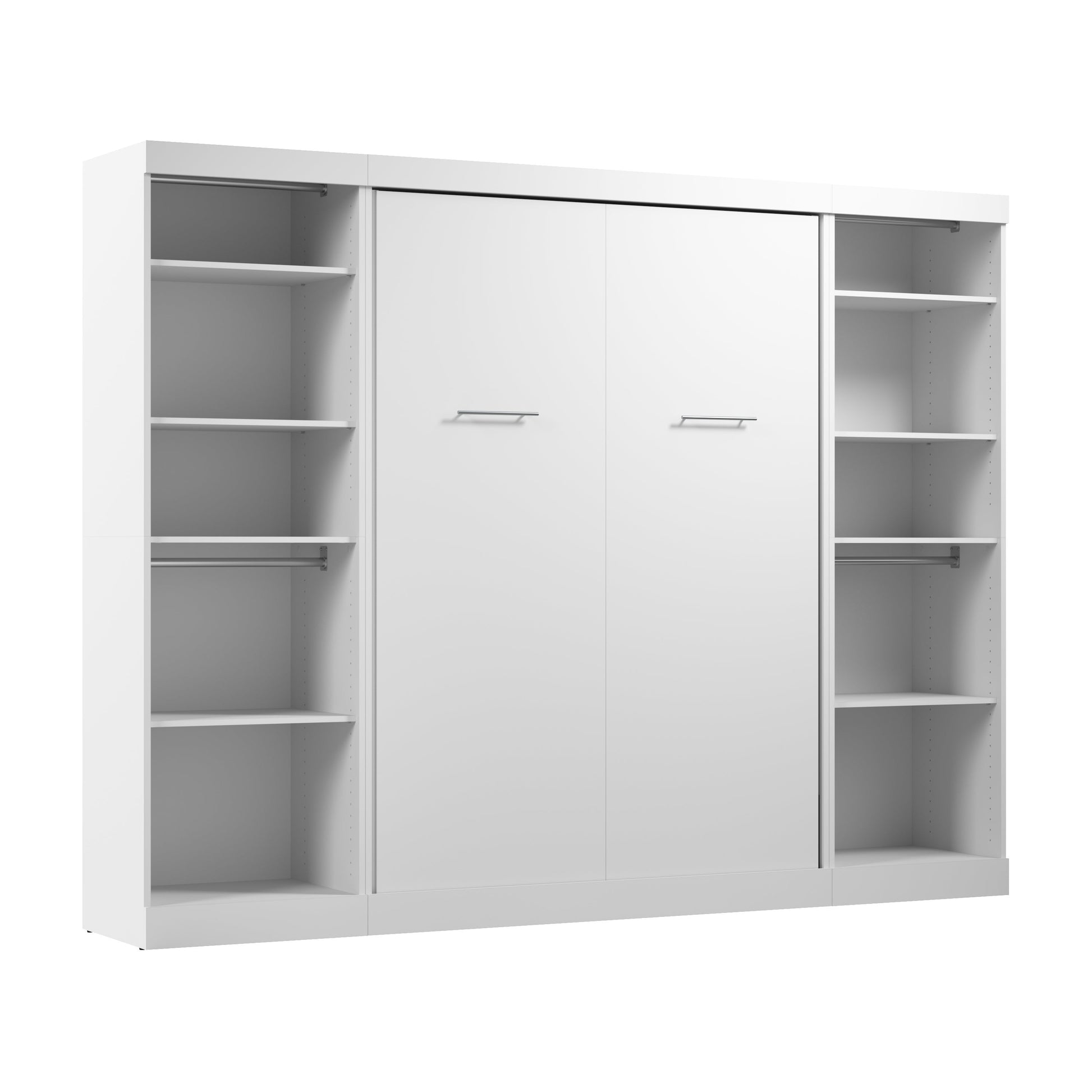 Modubox Nebula Full Murphy Bed and 2 Closet Organizers (109W) in White