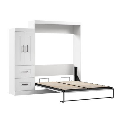 Modubox Edge 91W Queen Murphy Bed with Wardrobe (90W) in White