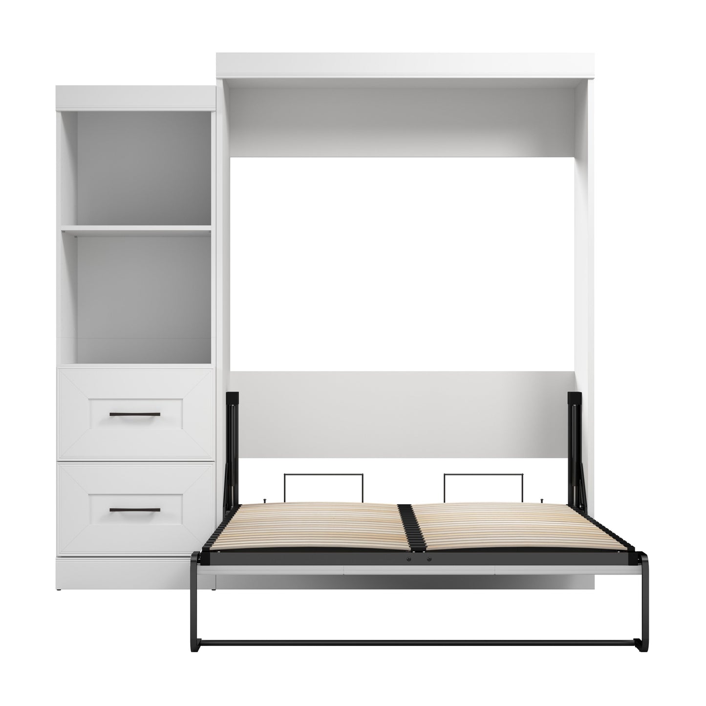 Modubox Edge Full Murphy Bed and Closet Organizer with Drawers (85W) in White