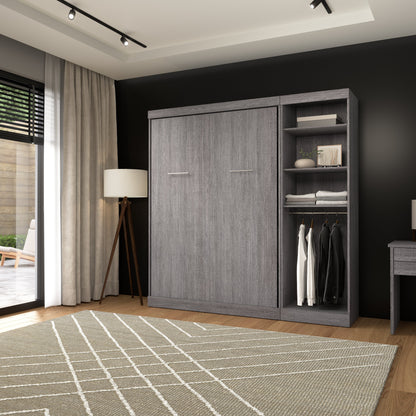 Modubox Nebula Full Murphy Bed with Closet Organizer (84W) in Bark Grey