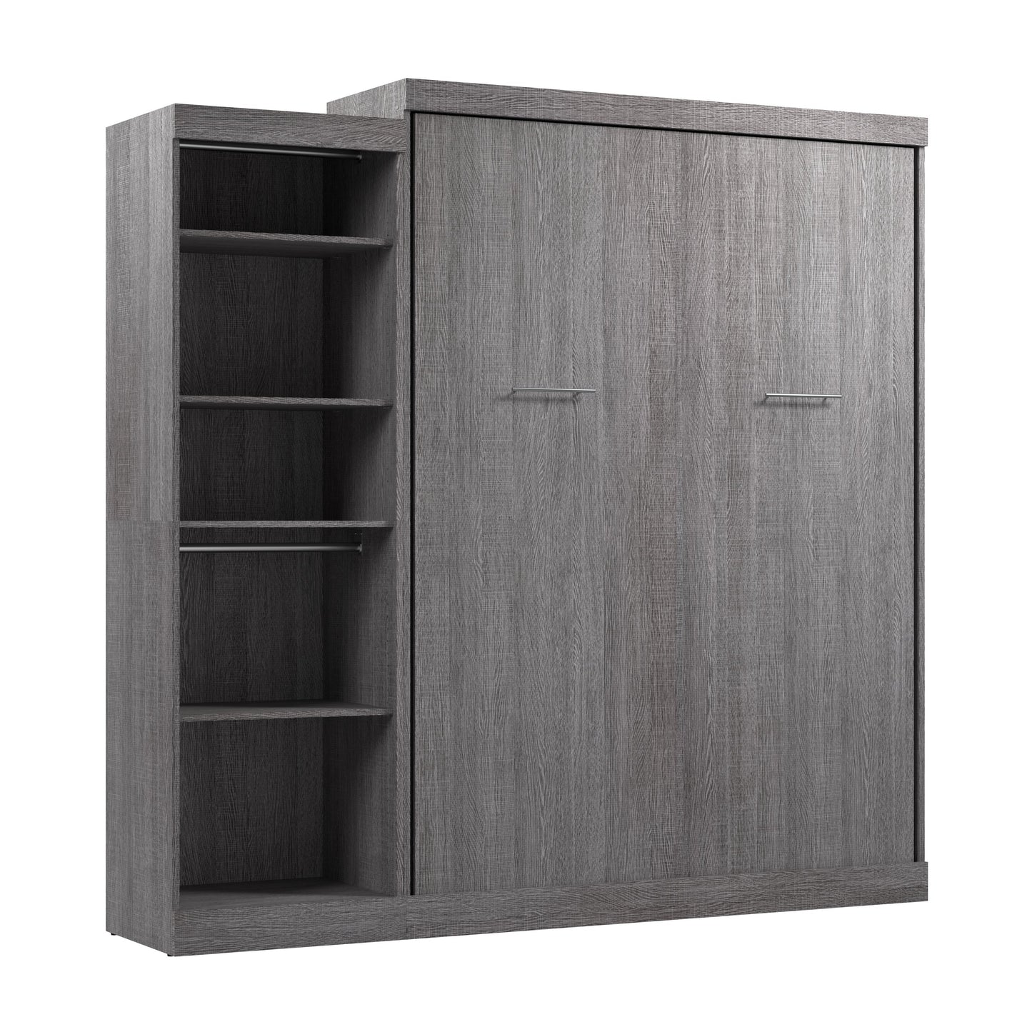 Modubox Nebula Queen Murphy Bed with Closet Organizer (90W) in Bark Grey