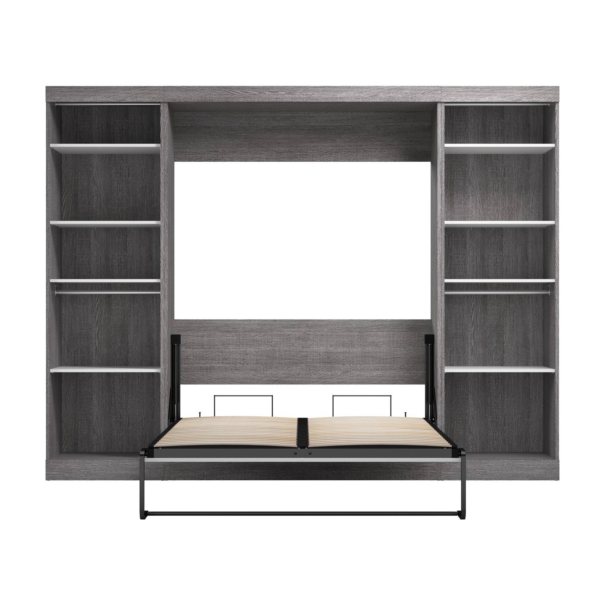 Modubox Nebula Full Murphy Bed and 2 Closet Organizers (109W) in Bark Grey & White