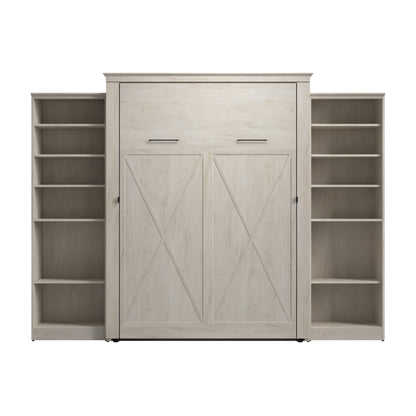 Modubox Key West 117W Queen Murphy Bed with Closet Organizers (119W) in Linen White Oak