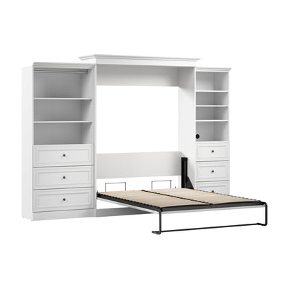 Modubox Versatile Queen Murphy Bed and Closet Organizers with Drawers (126W) in White