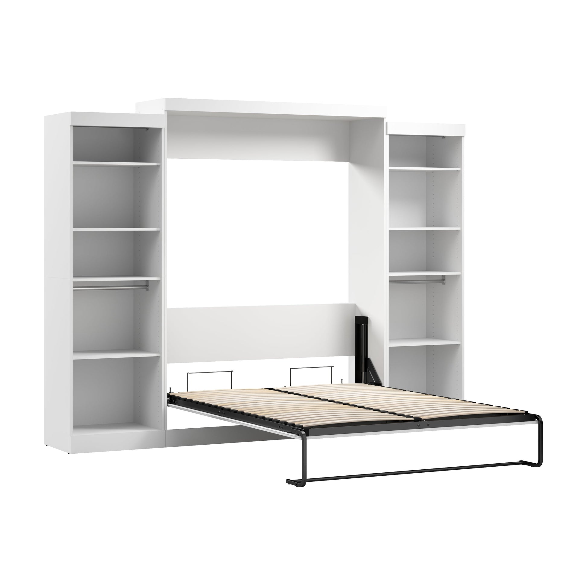 Modubox Nebula Queen Murphy Bed with 2 Closet Organizers (115W) in White