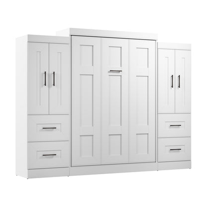 Modubox Edge Full Murphy Bed with Wardrobes (110W) in White