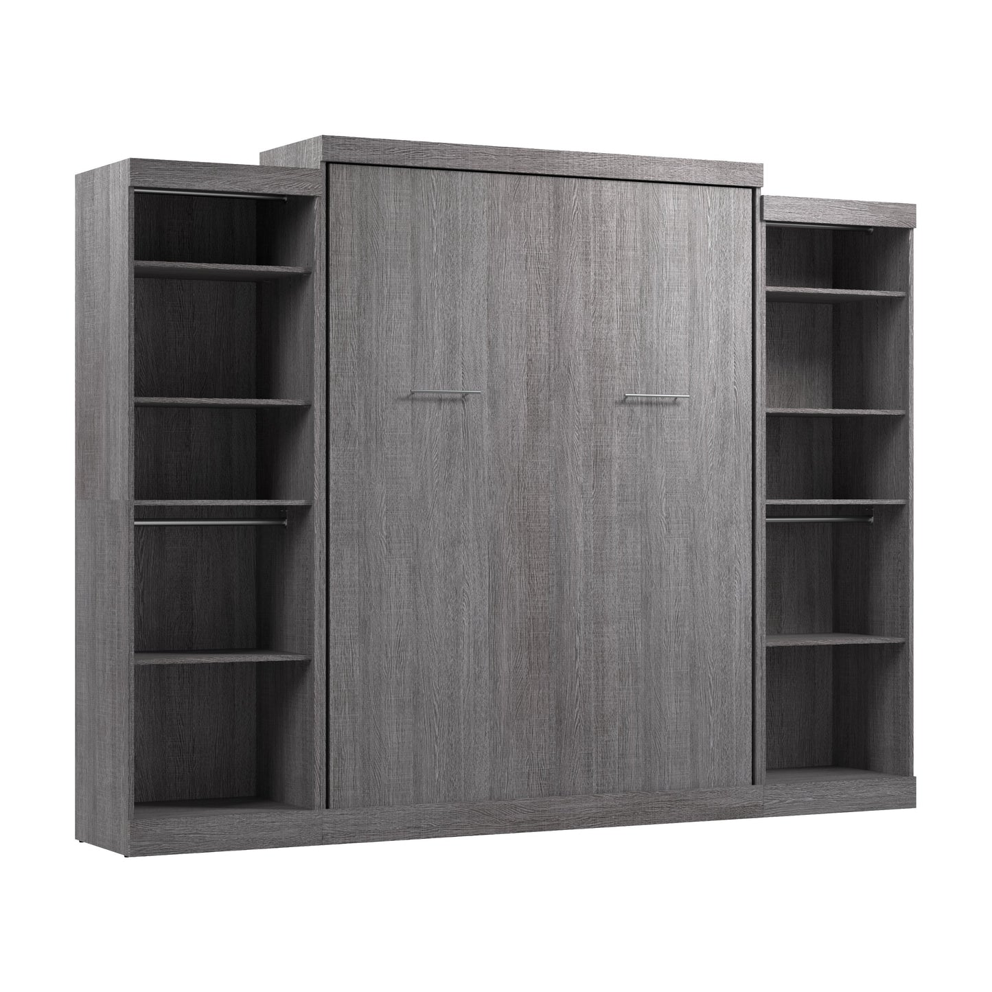 Modubox Nebula Queen Murphy Bed with 2 Closet Organizers (115W) in Bark Grey