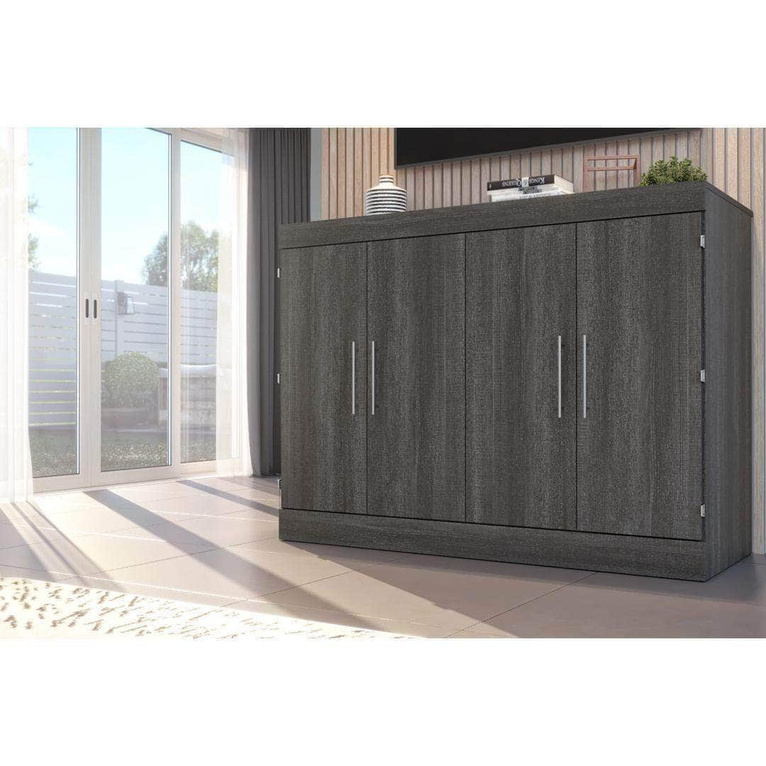 Modubox Murphy Chest Bark Grey Nebula Full Murphy Cabinet bed with Mattress - Bark Grey