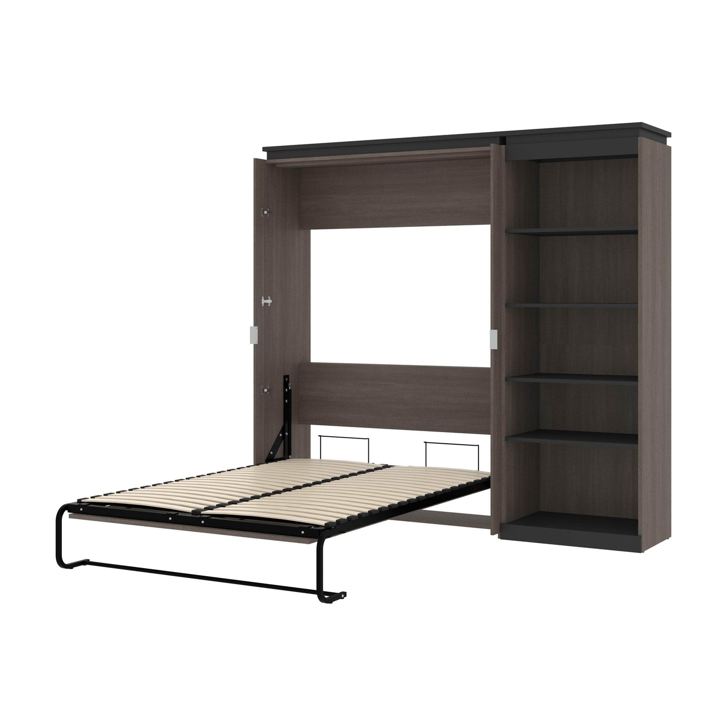 Modubox Murphy Wall Bed Bark Grey & Graphite Orion Full Murphy Wall Bed With Shelving Unit - Available in 2 Colours