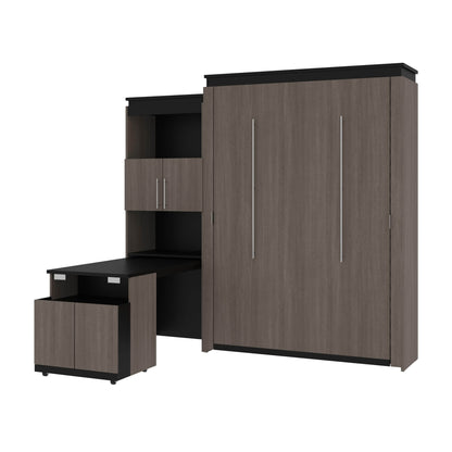 Modubox Murphy Wall Bed Bark Grey & Graphite Orion Queen Murphy Wall Bed and Shelving Unit with Fold-Out Desk (95W) - Available in 2 Colours