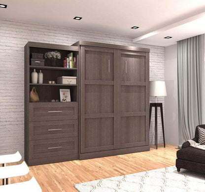 Modubox Murphy Wall Bed Bark Grey Pur 101" Queen Size Murphy Wall Bed with Storage Unit - Available in 3 Colours