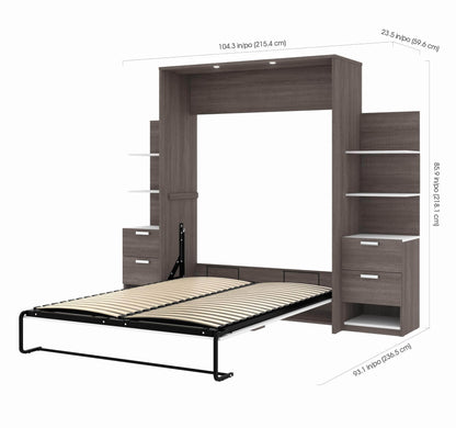 Modubox Murphy Wall Bed Bark Grey & White Cielo Queen Murphy Wall Bed with Storage (104W) - Available in 2 Colours