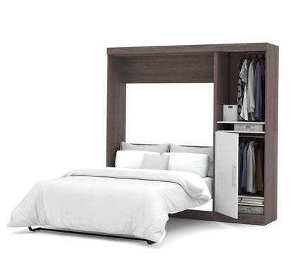 Modubox Murphy Wall Bed Bark Grey & White Nebula Full Murphy Wall Bed with Storage Unit (84W) - Available in 3 Colours