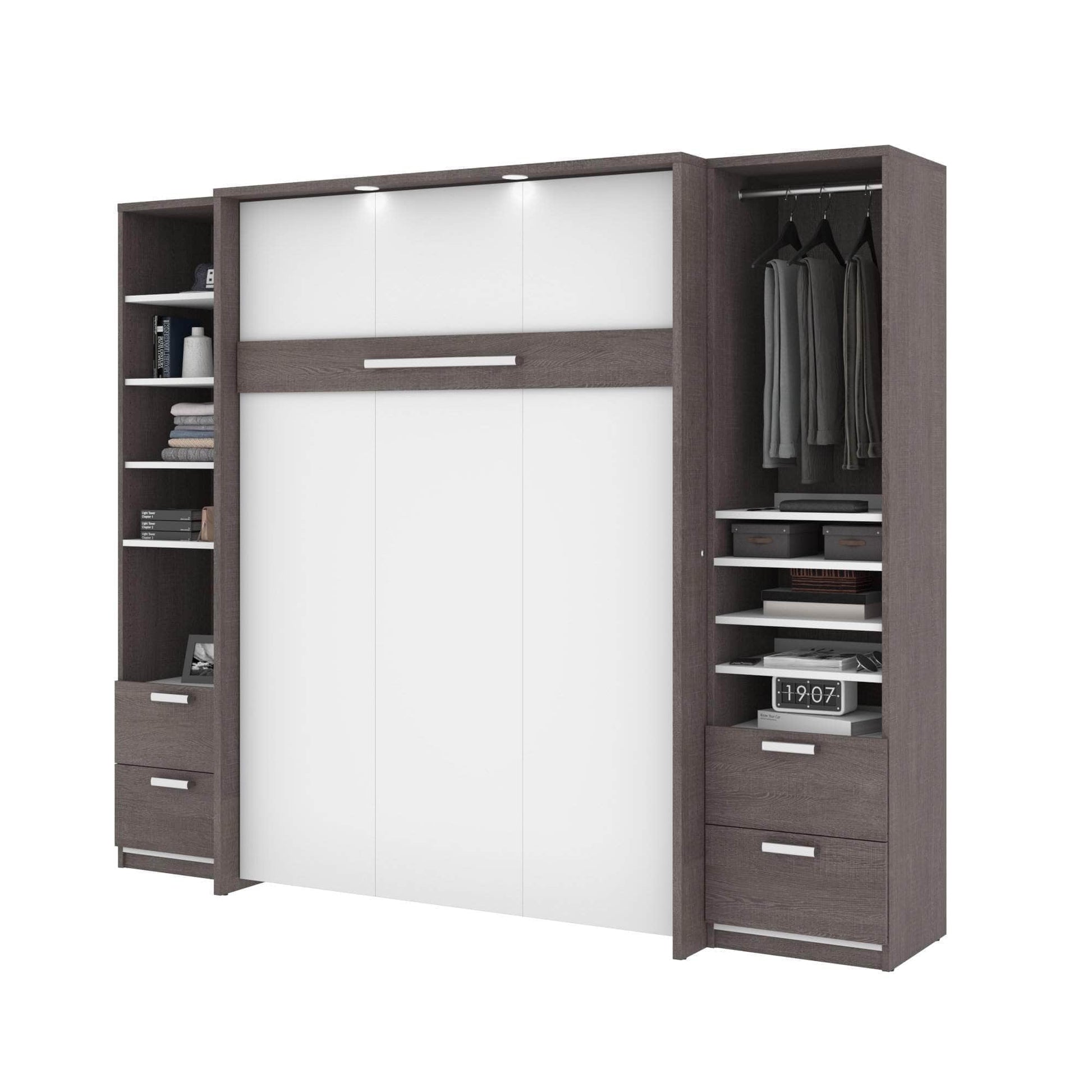 Modubox Murphy Wall Bed Cielo Full Murphy Wall Bed and 2 Storage Cabinets with Drawers (98W) - Available in 2 Colours