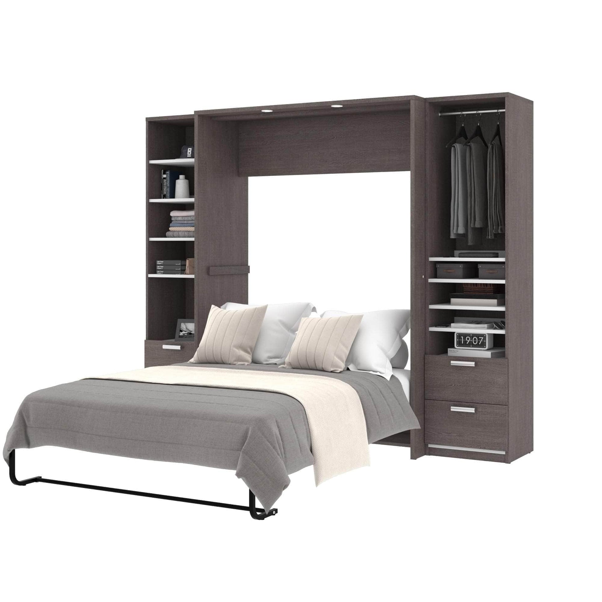 Modubox Murphy Wall Bed Cielo Full Murphy Wall Bed and 2 Storage Cabinets with Drawers (98W) - Available in 2 Colours