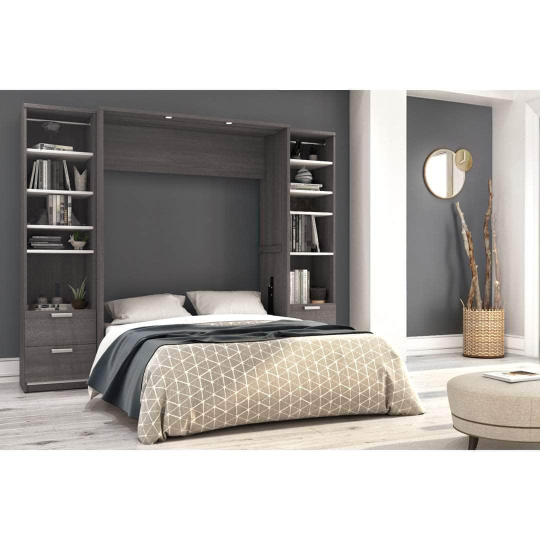 Modubox Murphy Wall Bed Cielo Full Murphy Wall Bed and 2 Storage Cabinets with Drawers (98W) - Available in 2 Colours