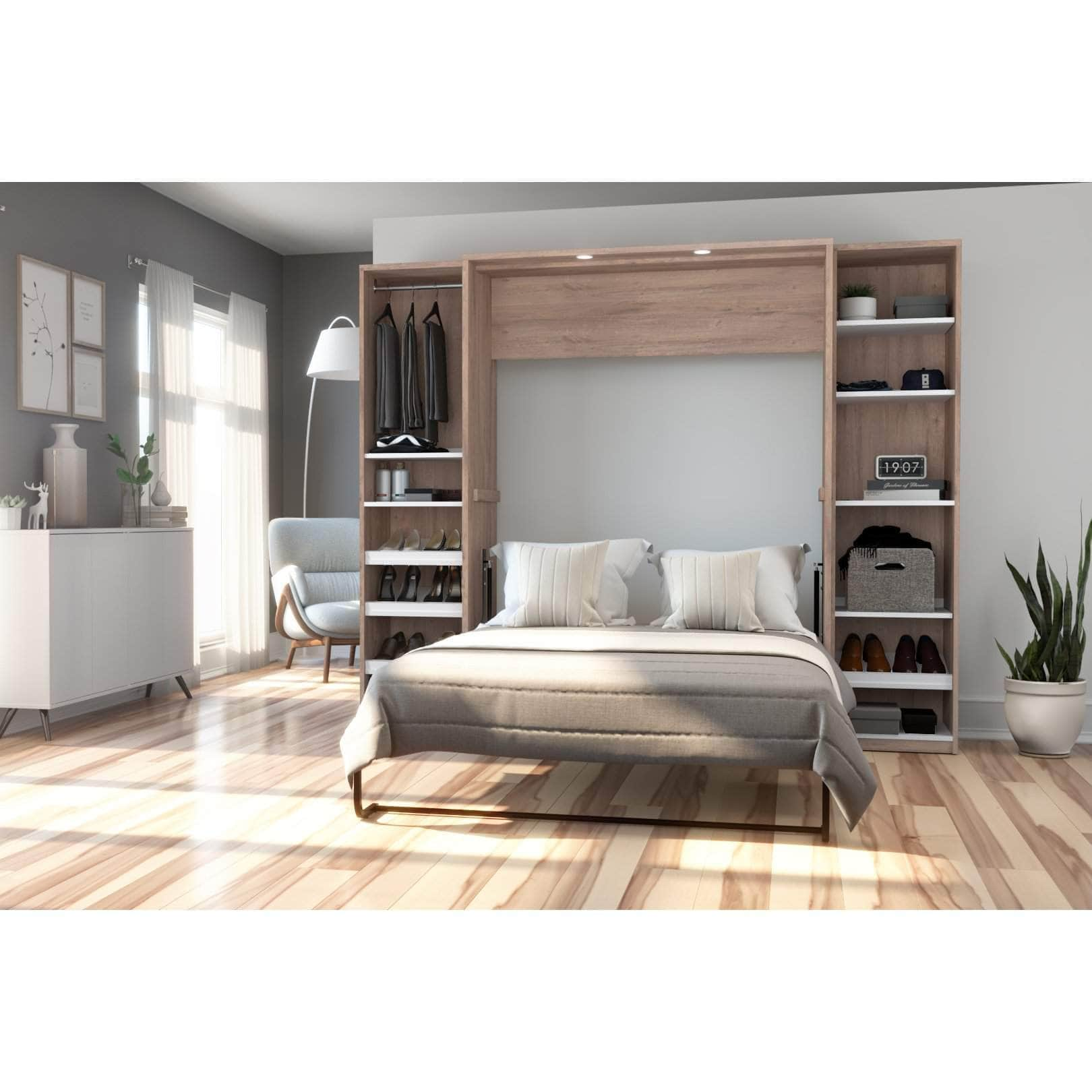 Modubox Murphy Wall Bed Cielo Full Murphy Wall Bed with 2 Storage Cabinets (98W) - Available in 2 Colours