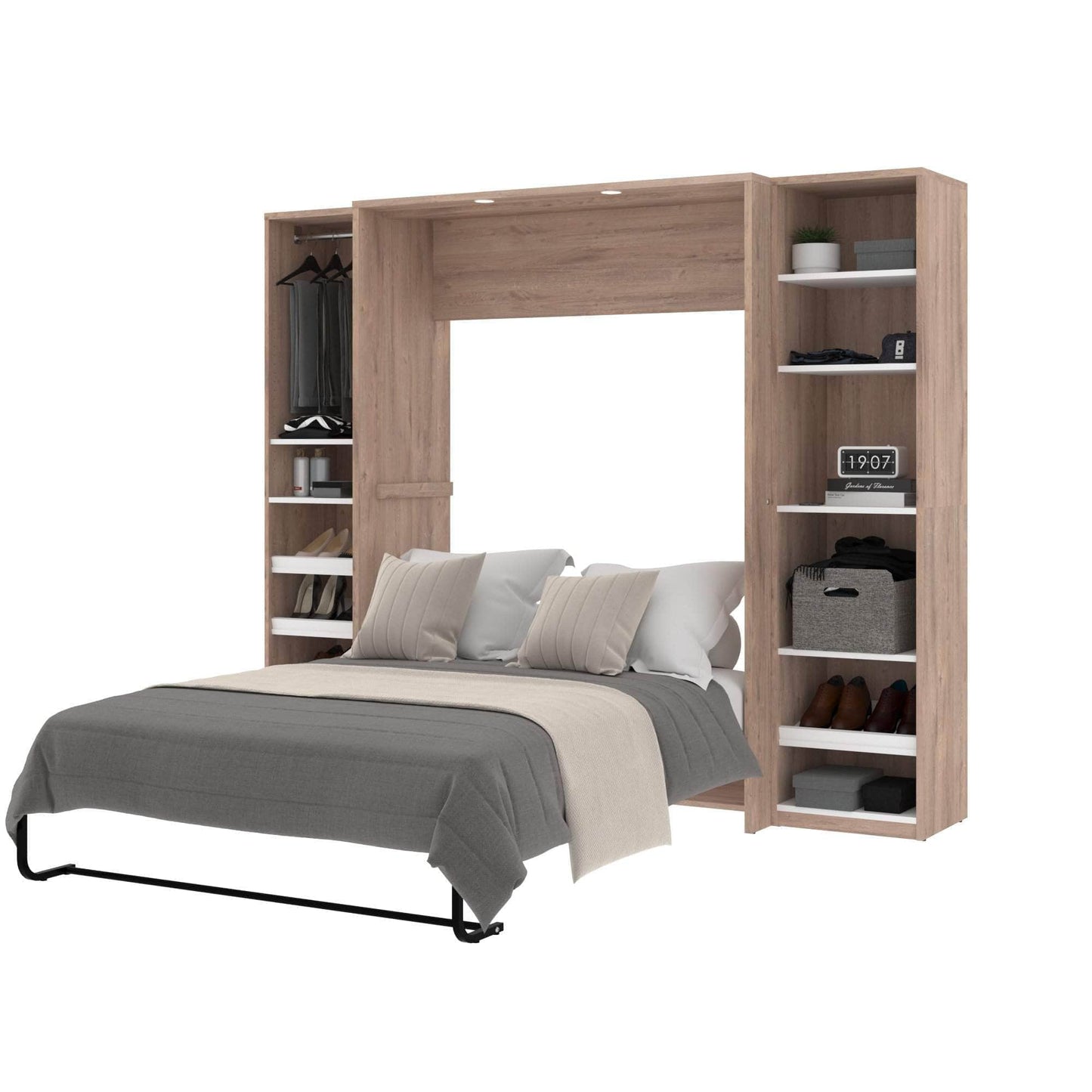 Modubox Murphy Wall Bed Cielo Full Murphy Wall Bed with 2 Storage Cabinets (98W) - Available in 2 Colours