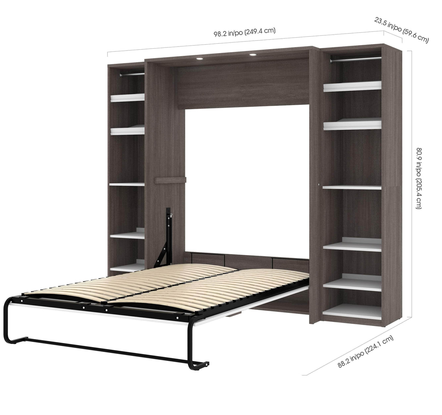 Modubox Murphy Wall Bed Cielo Full Murphy Wall Bed with 2 Storage Cabinets (98W) - Available in 2 Colours