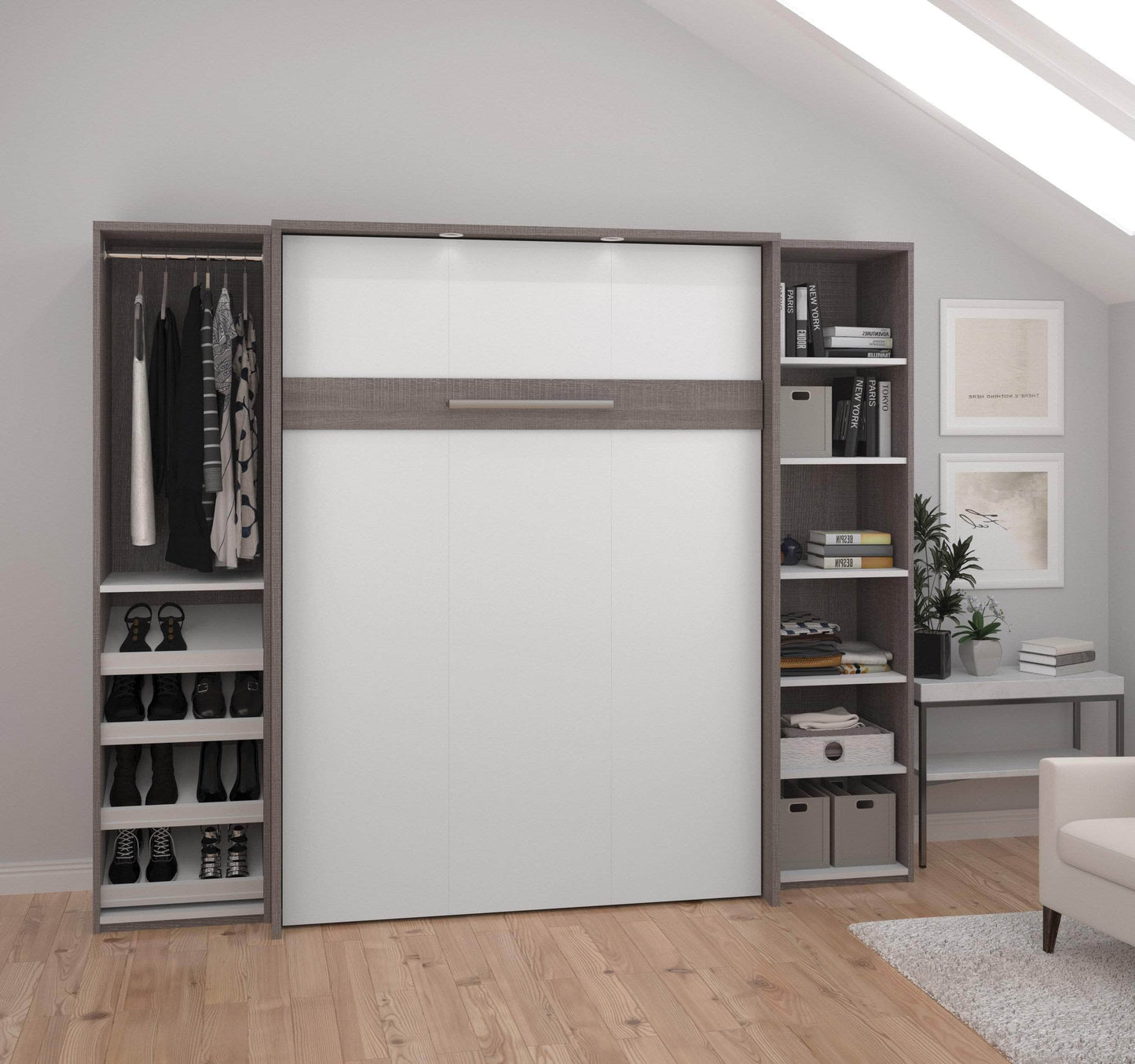 Modubox Murphy Wall Bed Cielo Full Murphy Wall Bed with 2 Storage Cabinets (98W) - Available in 2 Colours