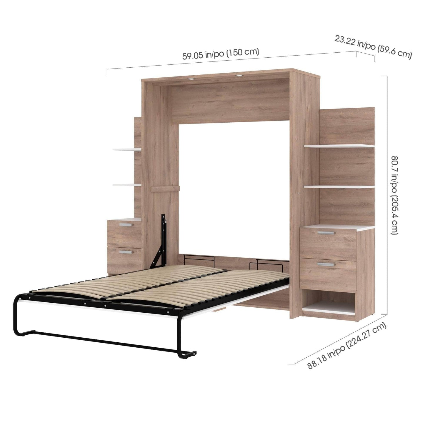 Modubox Murphy Wall Bed Cielo Full Murphy Wall Bed with Storage (98W) - Available in 2 Colours