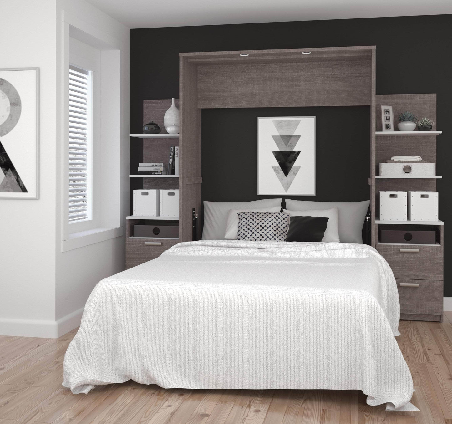 Modubox Murphy Wall Bed Cielo Full Murphy Wall Bed with Storage (98W) - Available in 2 Colours