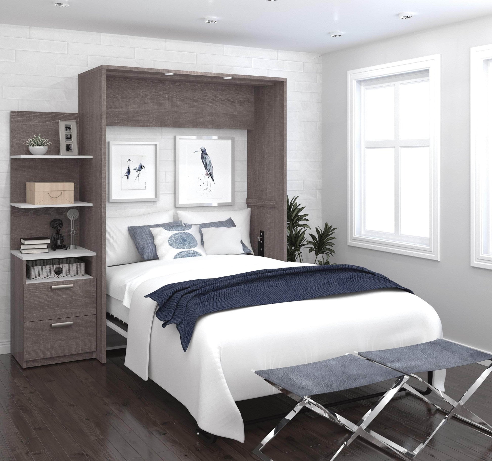 Modubox Murphy Wall Bed Cielo Full Murphy Wall Bed with Storage Cabinet (79W) - Available in 2 Colours