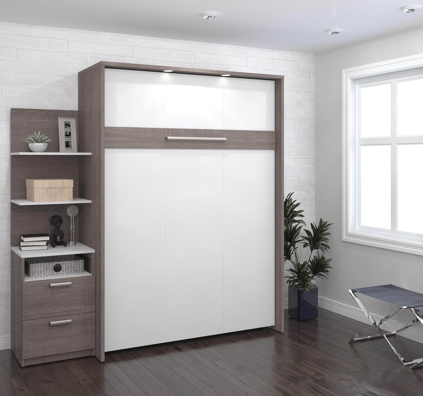 Modubox Murphy Wall Bed Cielo Full Murphy Wall Bed with Storage Cabinet (79W) - Available in 2 Colours