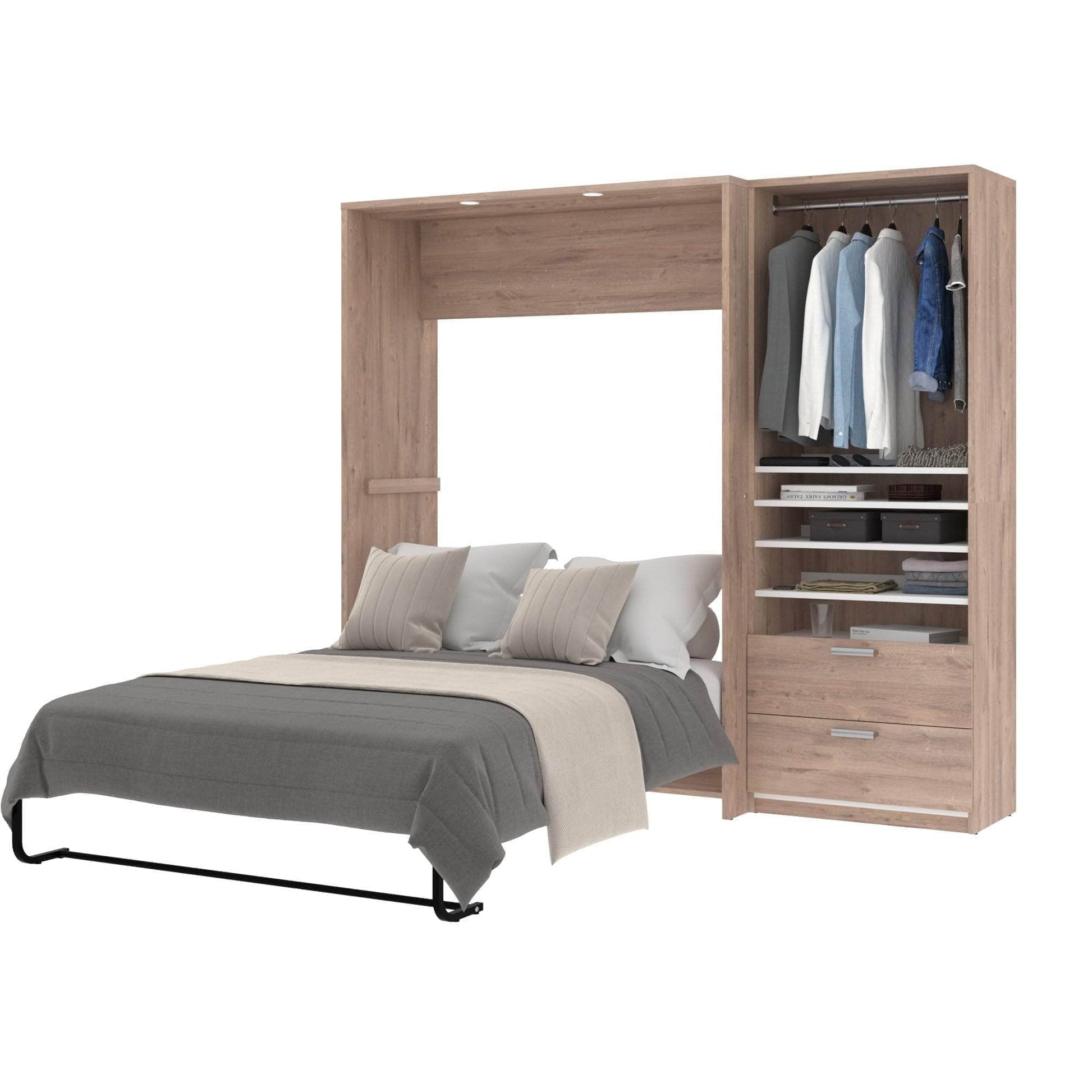 Modubox Murphy Wall Bed Cielo Full Murphy Wall Bed with Storage Cabinet (89W) - Available in 2 Colours