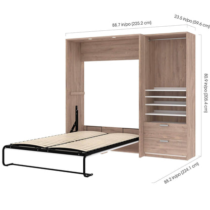 Modubox Murphy Wall Bed Cielo Full Murphy Wall Bed with Storage Cabinet (89W) - Available in 2 Colours