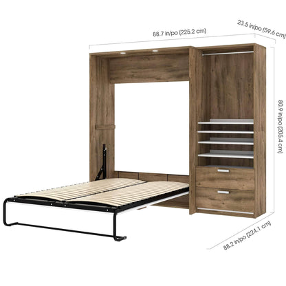 Modubox Murphy Wall Bed Cielo Full Murphy Wall Bed with Storage Cabinet (89W) - Available in 2 Colours