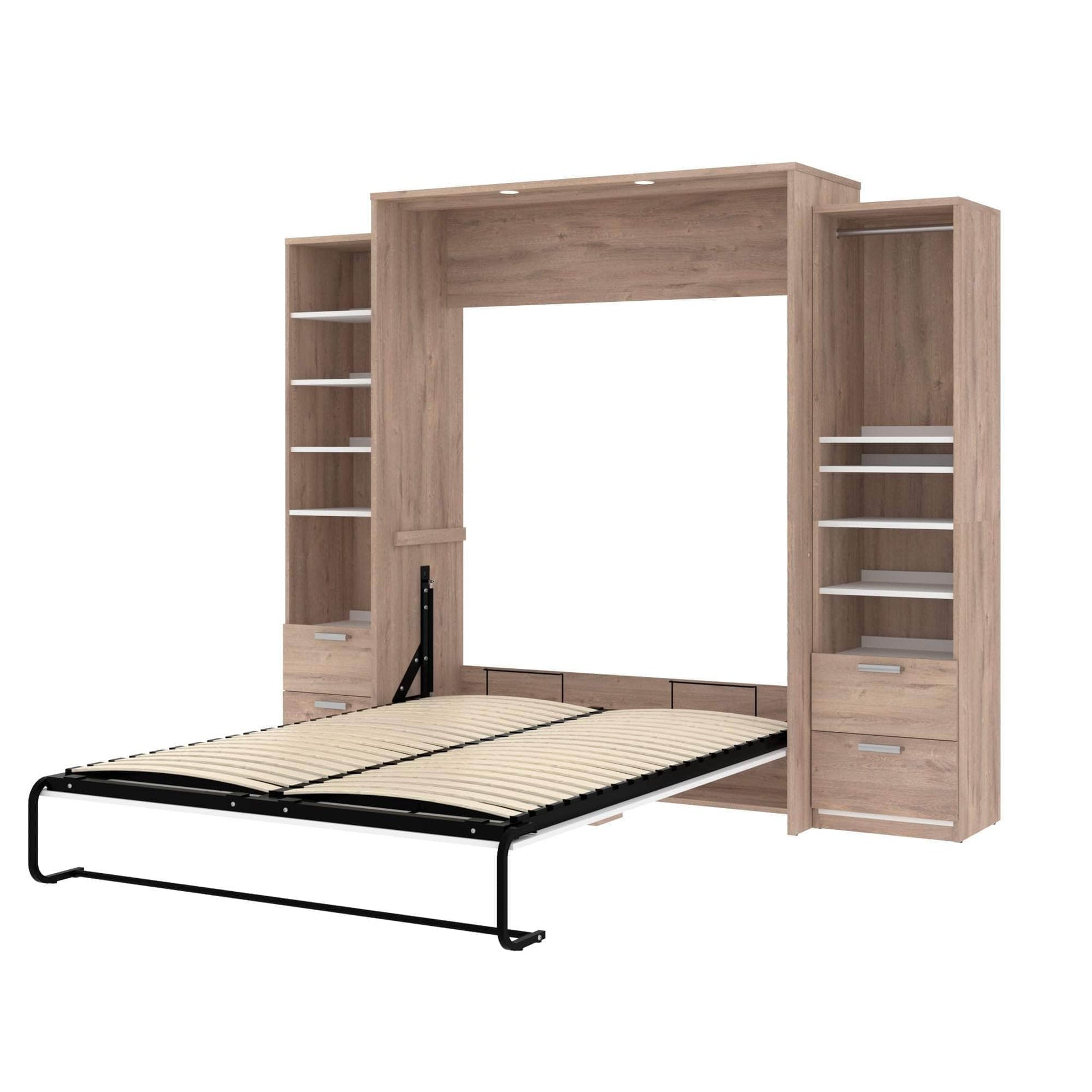 Modubox Murphy Wall Bed Cielo Queen Murphy Wall Bed and 2 Storage Cabinets with Drawers (104W) - Available in 2 Colours