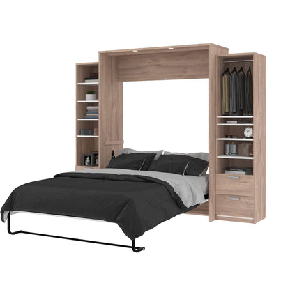 Modubox Murphy Wall Bed Cielo Queen Murphy Wall Bed and 2 Storage Cabinets with Drawers (104W) - Available in 2 Colours