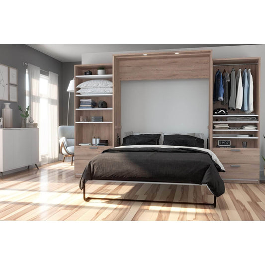 Modubox Murphy Wall Bed Cielo Queen Murphy Wall Bed and 2 Storage Cabinets with Drawers (124W) - Available in 2 Colours