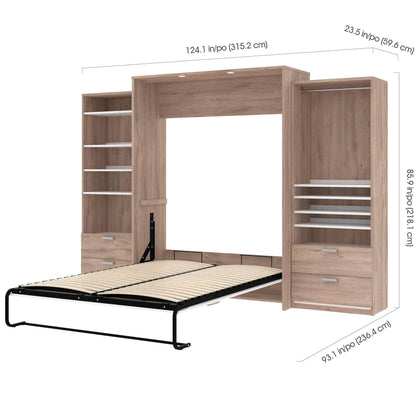 Modubox Murphy Wall Bed Cielo Queen Murphy Wall Bed and 2 Storage Cabinets with Drawers (124W) - Available in 2 Colours