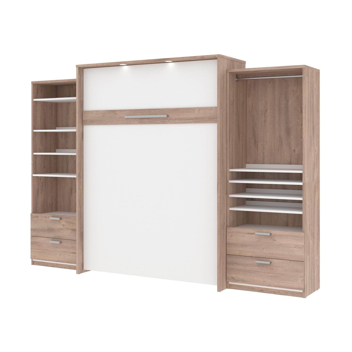 Modubox Murphy Wall Bed Cielo Queen Murphy Wall Bed and 2 Storage Cabinets with Drawers (124W) - Available in 2 Colours