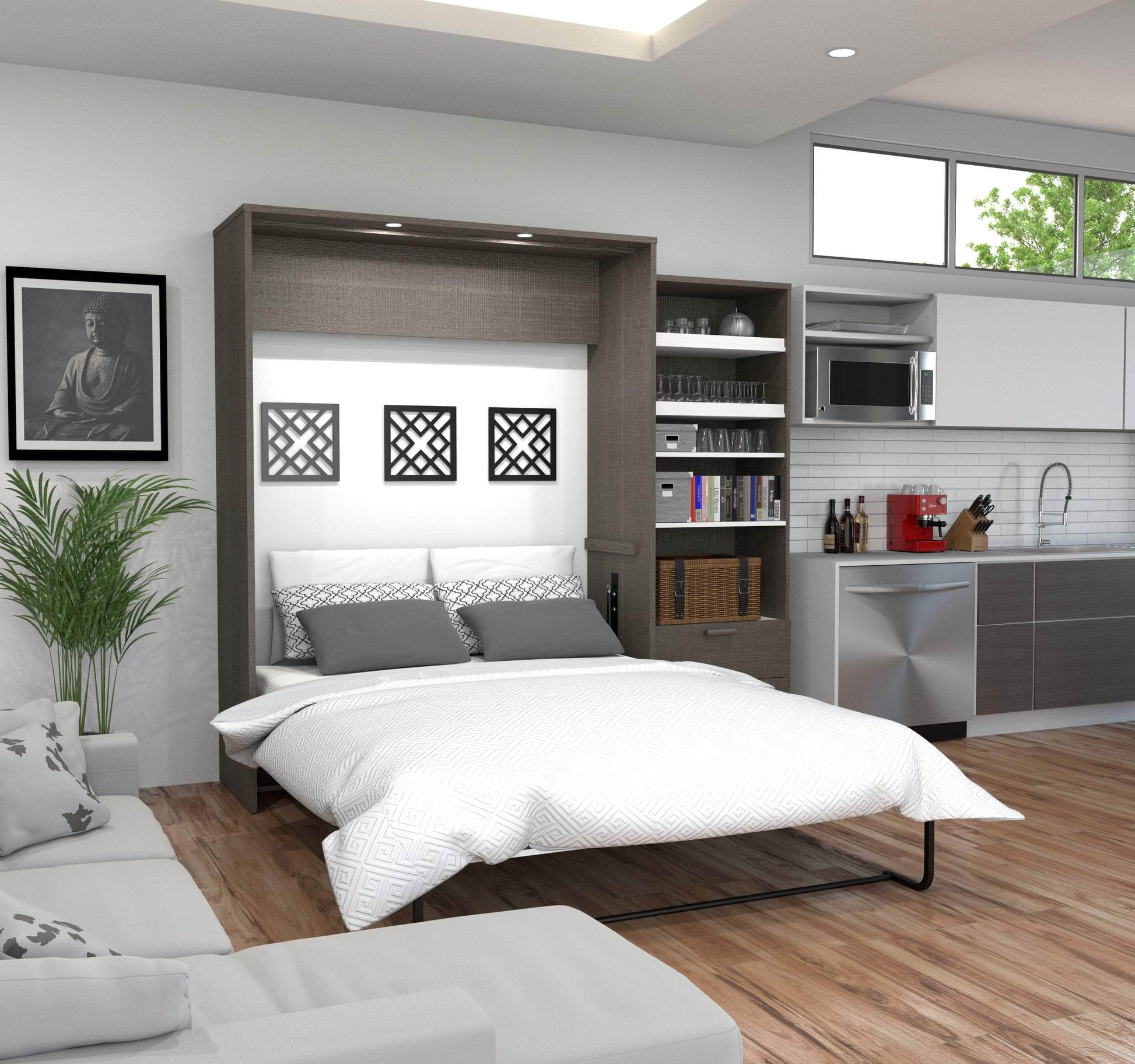 Modubox Murphy Wall Bed Cielo Queen Murphy Wall Bed and Storage Cabinet (95W) - Available in 2 Colours