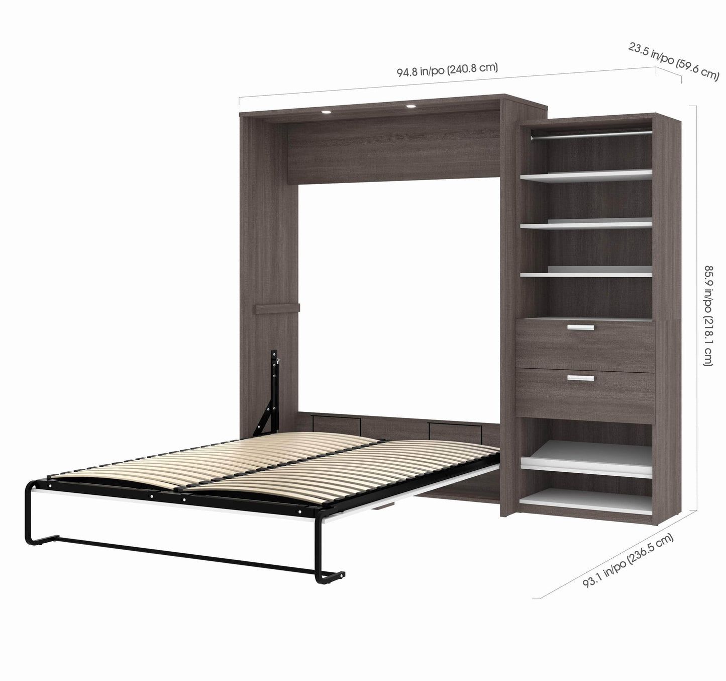 Modubox Murphy Wall Bed Cielo Queen Murphy Wall Bed and Storage Cabinet (95W) - Available in 2 Colours