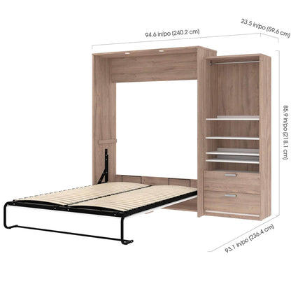 Modubox Murphy Wall Bed Cielo Queen Murphy Wall Bed and Storage Cabinet (95W) - Available in 2 Colours