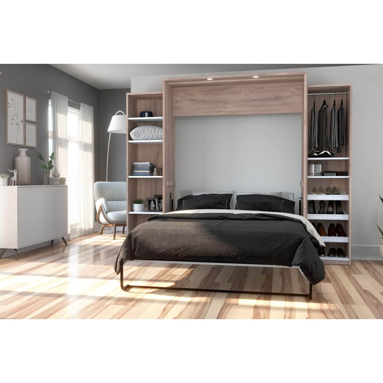 Modubox Murphy Wall Bed Cielo Queen Murphy Wall Bed with 2 Storage Cabinets (104W) - Available in 2 Colours