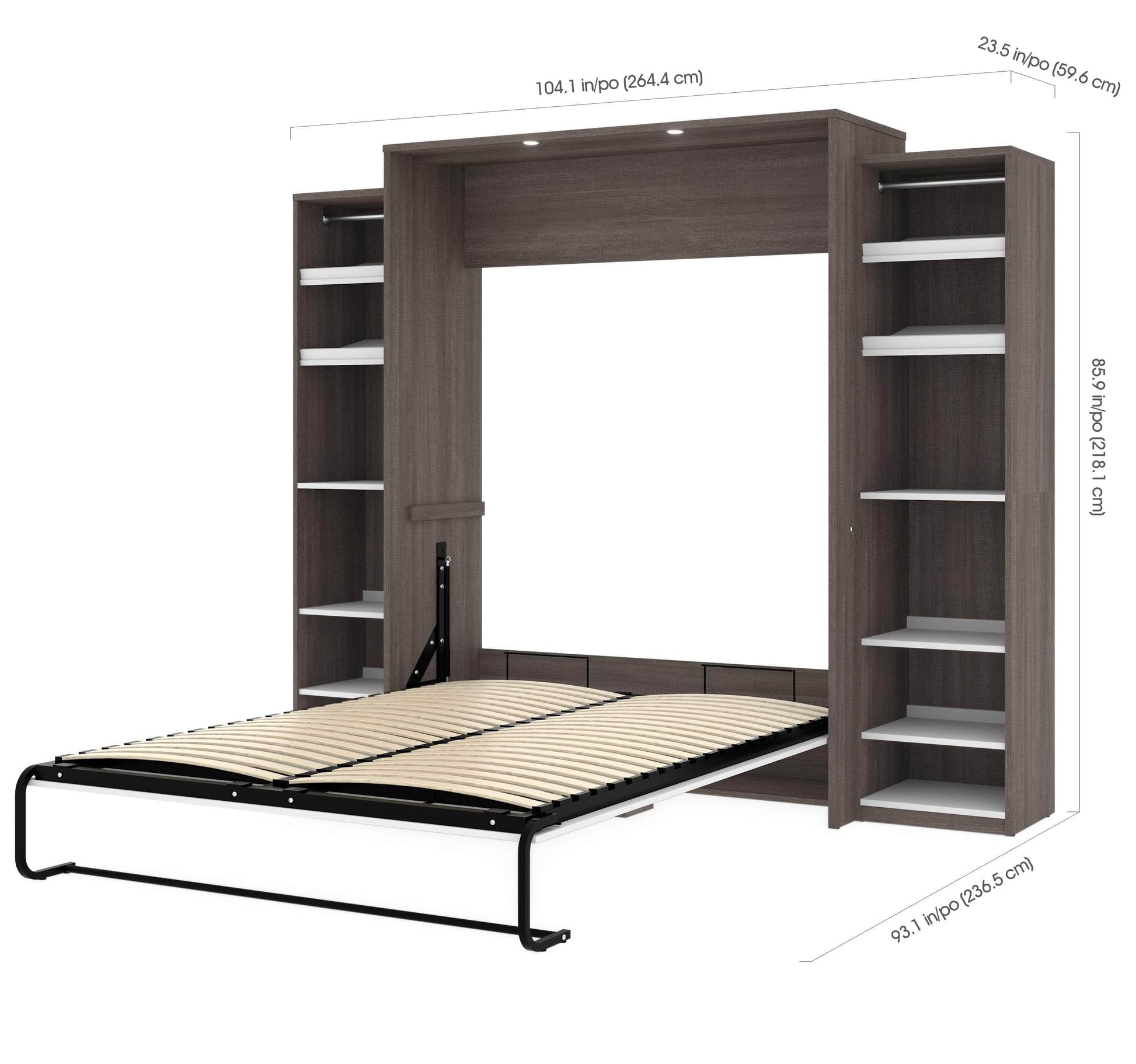 Modubox Murphy Wall Bed Cielo Queen Murphy Wall Bed with 2 Storage Cabinets (104W) - Available in 2 Colours