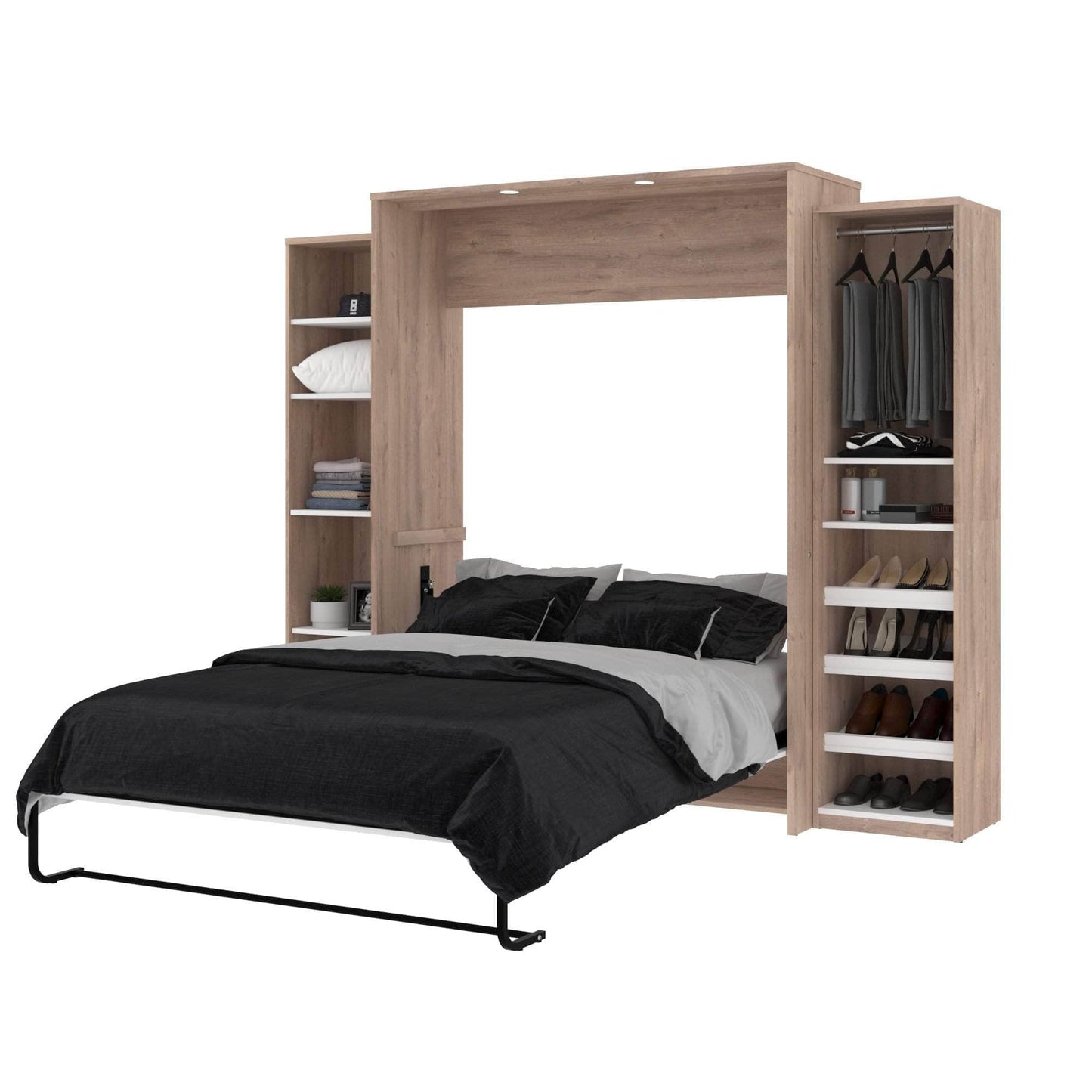 Modubox Murphy Wall Bed Cielo Queen Murphy Wall Bed with 2 Storage Cabinets (104W) - Available in 2 Colours